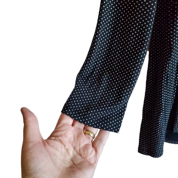 J Jill Tunic Blouse Scoop Neck  Black with Tiny Polka Dots Rayon Blend Small - Picture 6 of 13